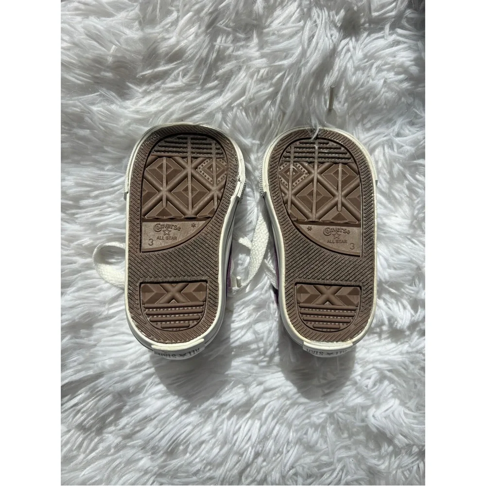 Converse Kids Purple and White High Top Sneakers